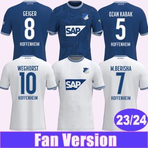 2023 24 Hoffenheim Mens Soccer Jerseys BEBOU DABBUR BAUMGARER KRAMARIC GEIGER SKOV OZAN KABAK KADERABEK Accueil Bleu Chemises de football