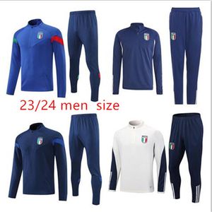 24 25 Italië Tracksuit Survetement Long Half Zip Jacket Training Suit voetbal 23 24 Italia Man Football Tracksuits Set Sportswear