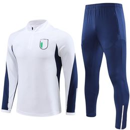 2023 24 ITalys survêtement Tuta Giacca Calcio veste longue demi-zip Survêtement de football 2023 2024 Italia hommes enfants survêtements de football set sportswear