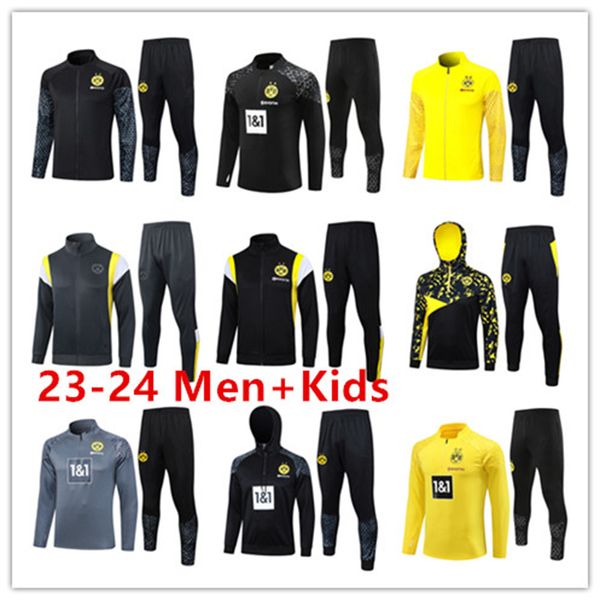 2023 24 niños y hombre Borussia Dortmund chaqueta de chándal conjuntos de fútbol REUS BELLINGHAM traje de entrenamiento conjunto de fútbol Survetement 22/23/24 hombres ropa deportiva