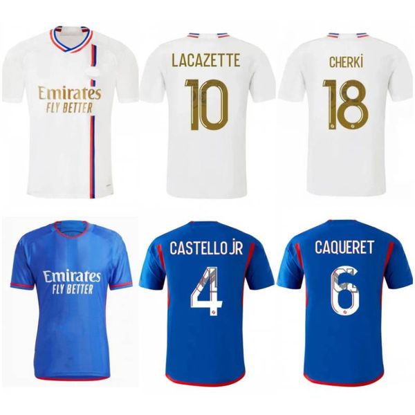 2023/24 Lyon LACAZETTE Soccer Jerseys 2024 LEPENANT KUMBEDI CAQUERET TOLISSO Uniforme Mens Lyonnais MAITLAND-NILES TAGLIAFICO KADEWERE CHERKI Kit de football pour enfants