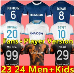 2023 /24 MAILLOT MARSEILLES Jerseys de fútbol Cocina Guendouzi Alexis Payet Clauss Camisas de fútbol Men Kids Versout bajo Om Olympique Vitinha Fans de Vitinha