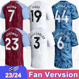 2023 24 McGinn Watkins Mens Soccer Jerseys Rogers Kamara Duran Chambers Pau Digne Buendia Tielemans Home Away 3rd Football Shirt Uniforms Adult