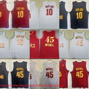 2023-24 New City Basketball 45 DonovanMitchell Jersey Cousu Rouge Blanc Noir 10 DariusGarland Jerseys Home away Chemises de sport respirantes
