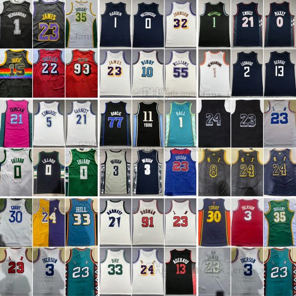 Baloncesto cosido Allen Zion Iverson Williamson Jerseys Joel Bibby Embiid Tyrese Johnson Maxey Victor Leonard Wembanyama Williams Garnett Rodman Bird Adebayo