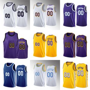 2023-24 New City Bryant 6 James Basketball Jerseys 3 Davis 1 Russell 17 Schroder XS-4XL Retraite Violet jaune blanc Hommes Femmes Youth City Jersey