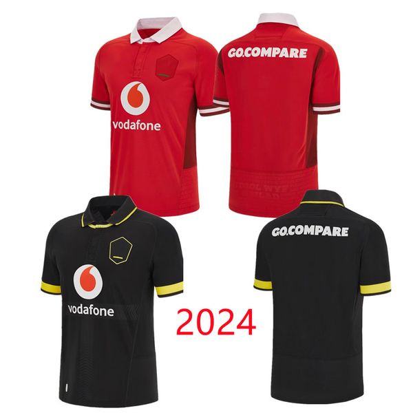 2023/24 CAMISETA de rugby de Nueva Gales Camisetas rojas negras Camiseta polo de la versión Sever 24 25 Top Welsh Rugby hogar lejos Tamaño de entrenamiento S-3XL