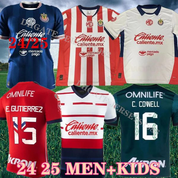 24 25 Chivas de Guadalajara Jerseys de fútbol 2024 2025 Liga MX C. Cowell A.Zaldivar Calderón J.Macias Chicharito A.Vega Men Kits Kit de fútbol Camisa de fútbol XXXL 4XL