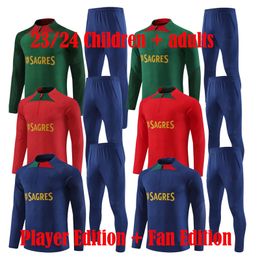 2023 24 Portugal Ronaldo Joao Felix Soccer Jerseys Football Survêtements de formation Costume Ruben Neves Bruno Fernandes Portugieser 23 24 Portugal TrackSuit Men + Kids Kit