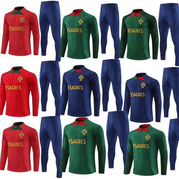 2023 24 Portugal Ronaldo Joao Felix Soccer Jerseys Football TrackSuits Costume d'entraînement Ruben Neves Bruno Fernandes Portugieser 23 24 Portugal TrackSuit Men Kit