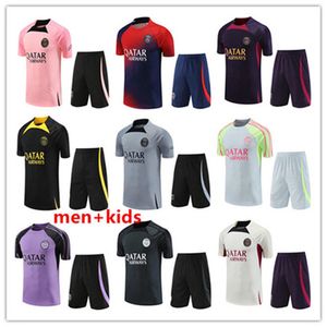 2023 24 PSG trainingspak 23/24 Sportkleding heren trainingspak Pak met korte mouwen Voetbal Jersey kit uniform chandal volwassen KIDS sweatshirt Trui sets