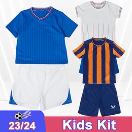 2023 24 Rangers Tavernier Kid Kit Soccer Jerseys DESSERS DANILO YILMAZ LUNDSTRAM GOLDSON Home Blue Away 3rd Child Football Shirt Uniforms