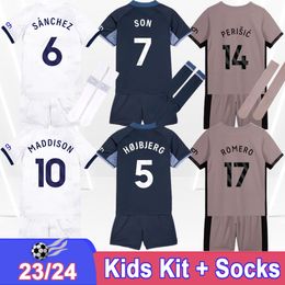 2023 24 Richarlison Kid Kit Jerseys Maddison Hijo Bryan Werner Romero Johnson Davies Home White White 3rd Child Suit Football Shirt Uniforms