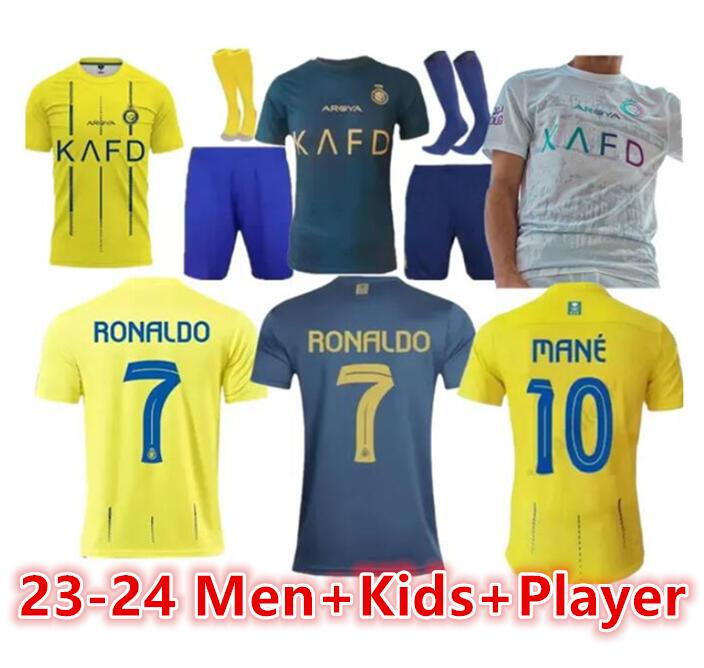 23 24 Al Nassr FC Camisas de futebol Ronaldo 2023 2024 Home amarelo fora CR7 Gonzalo Mane Martinez Talisca 3º FÃS versão do jogador homens crianças kit futebol shiirt Al-Nassr666