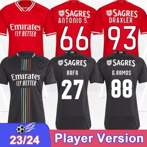 2023 24 Sl Benfica Player -versie voetbalshirts di Maria Rafa Samuel S. Morato Bah Neres Otamendi Kokubo Home Away Red Football Shirts