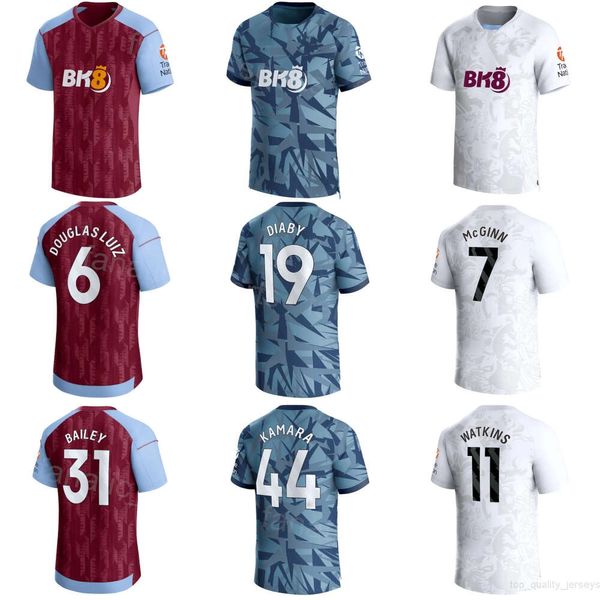 2023-24 Football 12 Lucas Digne Jerseys Club 19 Moussa Diaby 11 Ollie Watkins 6 Douglas Luiz 1 Emiliano Martinez 14 Pau Torres Kits de maillots de football Uniforme ASiDunWeiLa