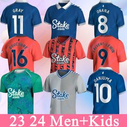 2023 24 Soccer Jerseys Home Away Kids Football Uniforms Men Kit Everton Doucoure Caert-Lewin Mykolenko Harrison Patterson Tarkowski Garner McNeil Onana Pickford