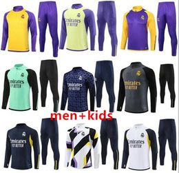 2023 24 Soccer Tracksuits sets Real Madrids Tracksuit Set 22 23 24 Hommes et enfants Kit de football Chandal Futbol survivant Madrides Training Suit Soccer Jacket