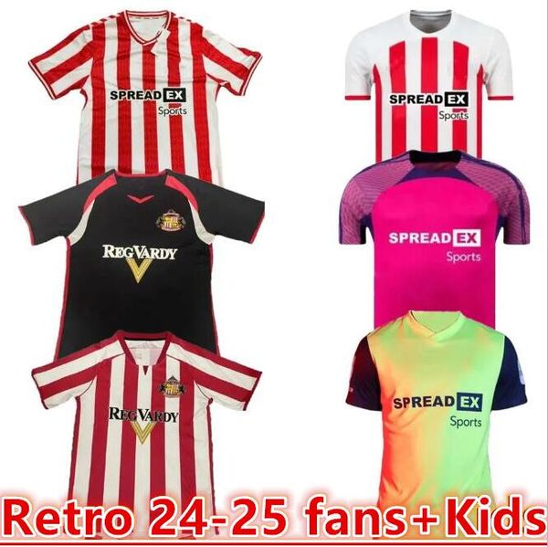 24 25 Sunderland Soccer Jerseys Stewart Simms Roberts Amad Clarke Dajaku Embleton Evans O'Nien Football Shirt Pritchard Mens Kids Kit Home 05 06 Retro66