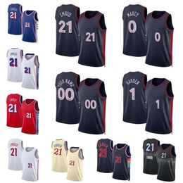 2023/24 De stad van broederlijke liefde Tyrese Maxey Joel Embiid Basketball Allen Iverson Sixer Jersey White Edition Retro Shirt Blue