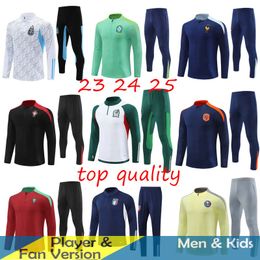 2023 24 El traje de entrenamiento del equipo nacional de fútbol del equipo 23/24/25 Half zip hombres y niños trajes de vía de fútbol suéter uniforme