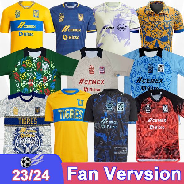 2023 24 Tigres de la Uanl Mens Soccer Jerseys Gignac Lopez D. Reyes Pizarro Aquino L. Quinones Home Away 3rd Limited Special Football Shirts