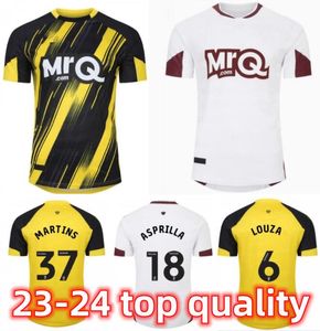 2023/24 WatfordS Voetbalshirts Voetbalshirts Heren kindertenue SARR KONE MARTINS KALU LOUZA ASPRILLA PORTEOUS KAYEMBE home away geel zwart 66