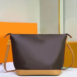 2023-31 Cm Designer Emmer Tas Grote Capaciteit Vrouwen Handtassen Crossbody Boodschappentas Schouder Handtas Canvas Echt Leer Dubbele Rits