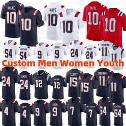 Drake Maye Tom Brady Football Jersey 2024 Julian Edelman Ezekiel Elliott Juju Smith-Schuster Matt Judon Bailey Zappe Jerseys