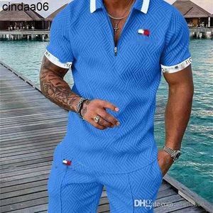 2023 4XL 5XL Designer Heren Trainingspakken Zomer Merk Gedrukt Outfits Katoen Polo Korte Mouw T-shirt en Shorts Sport Pak