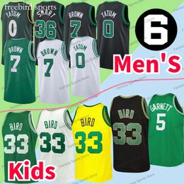 2023 6 Patch Basketball Jerseys 0 33 7 36 Jayson Tatum Larry Bird Jaylen Brown Marcus Smart Green White Black Ed Mens Shirts