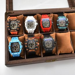 Montre automatique à 6 broches pour hommes, montre de luxe à quartz complète, bracelet en silicone, cadeau 250G, 2023