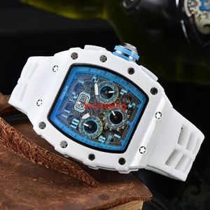 2023 6 broches de haute qualité montre automatique de date édition limitée montre pour hommes luxe complet montres à quartz mode bracelet en silicone i2022