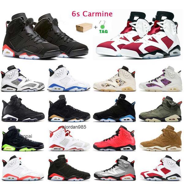 2023 6s Jumpman Basketball Chaussures Hommes Formateurs Carmine Rouge Infrarouge Hare UNC Black Cat Marron Oreo Sports de plein air Baskets avec boîte JORDON JORDAM