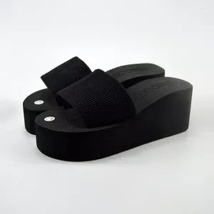 2023 7 cm sandalen Een woord met slippers rakethond hoge hakken wig spons bodem één uitstelt strand 3751 351