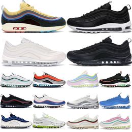 2023 97 Chaussures de course chaussure 97s Triple Black Sean Wotherspoon Silver Bullet Bright Citron Gradient Fade Bred Gold hommes femmes baskets de sport de plein air