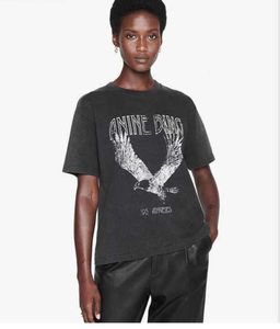 2023 A Bing Niche Eagle Print T-shirt Fried Snowflake Couleur Lavage Designer Tee Femmes Noir T-shirt à manches courtes Tops Polos Vente pas cher de haute qualité 7742ess