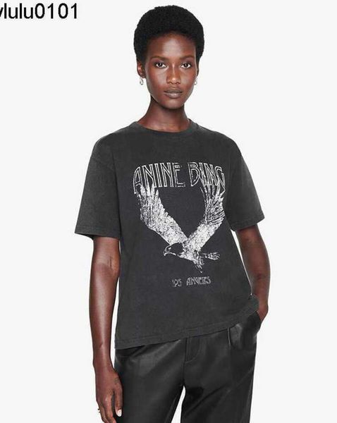 2023 A Bing Niche Eagle Print T-shirt Fried Snowflake Couleur Lavage Designer Tee Femmes Noir T-shirt à manches courtes Tops Polos Vente pas cher de haute qualité 7712ess