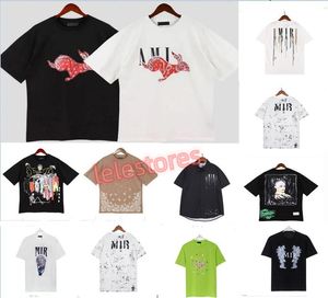 2023 A Miri Mannen T-shirt Limited Edition Koppels Tees Street Wear Fashion Brand Shirt Splash-inkt Brief Afdrukken A Miri Tees Korte Mouw Casual Losse Mannen Tops Ronde Hals