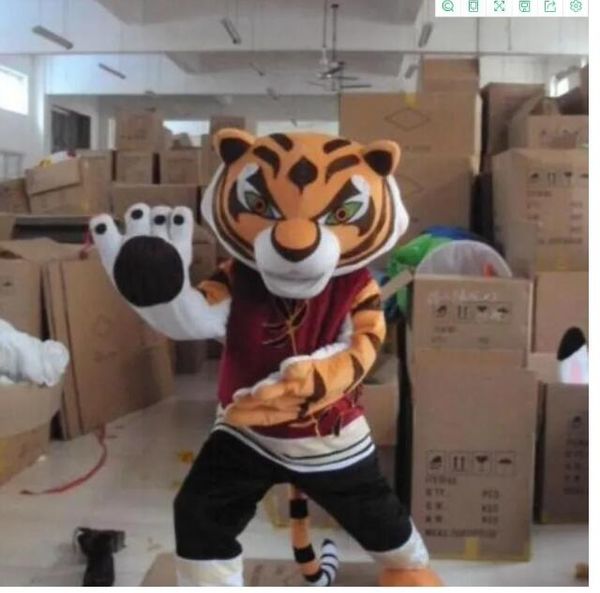 2023 a Sell Like Hot Tigress Kung Fu Tiger Mascot Costume Fancy Dress Máscara Fiesta Animal de dibujos animados grande marrón Personaje de Halloween