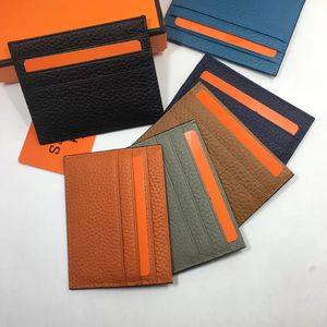 2023 A Slim Men Card Holder Wallets Koppeling Billfold Wallet Credit ID Dunne portemonnee Bank Pakket Munt Pouch Tas Business Women Real Leather Card Case