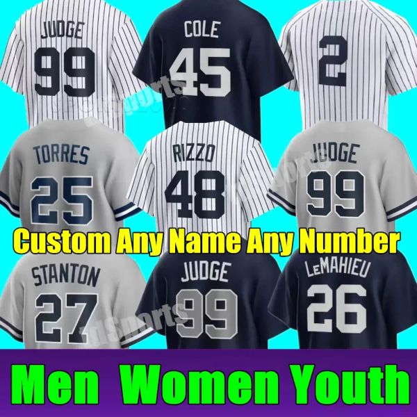 2023 Aaron Judge Jersey de béisbol personalizado GERRIT COLE NY GLEYBER TORRES ANTHONY RIZZO DJ LeMahieu JOSH DONALDSON DEREK JETER YANKEES CARLOS RODON LOU GEHRIG Jerseys