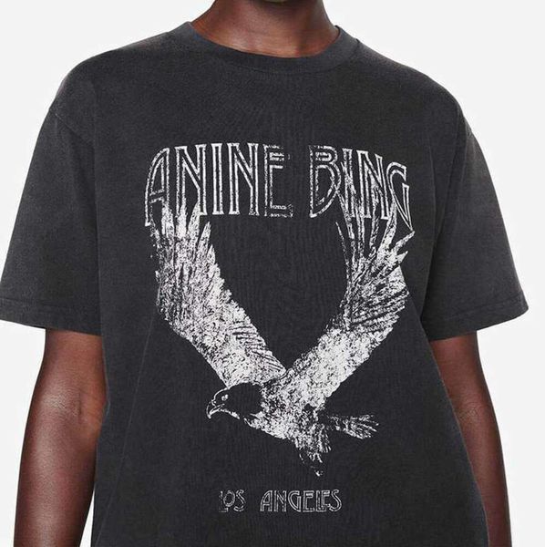 2023 AB Niche Eagle Print camiseta Fried Snowflake Color Designer Tee Mujeres Negro Camiseta de manga corta Tops Polos Venta barata Alta calidad 777ess