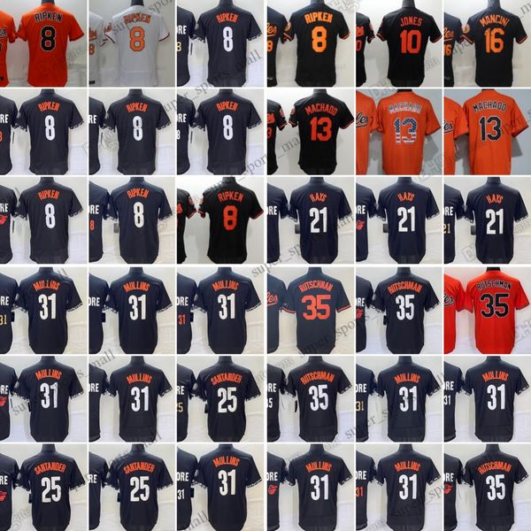 2023 Adley Rutschman camisetas de béisbol Trey Mancini Anthony Santander Brooks Robinson Austin Hays Adam Jones Manny Machado Jersey cosido Hombres Tamaño S-3XL