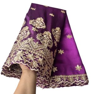 2023 Africain George Dentelle Violet Broderie Couture Tissu De Soie Femmes Robe De Mariée Fête De Haute Qualité 5 Yards Nigérian Textile Soirée Banquet Dames Vêtements YQ-5017