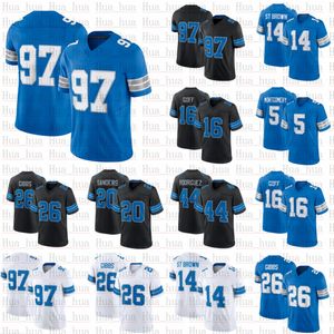 2023 Hutchinson 26 Jahmyr Gibbs Football Jersey Laporta Hooker Barry Sanders Jameson Williams Amon-Ra St Brown Brian Branch Malcolm Rodriguez Jared Goff Sam Laporta