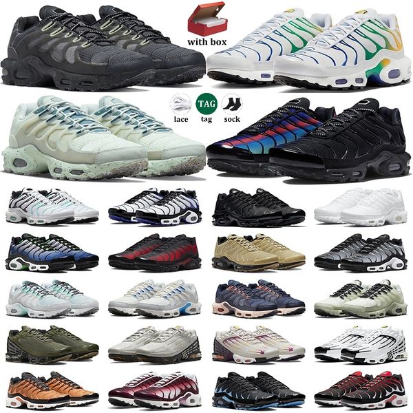 2023 Air Cushion Hombres Mujeres Zapatos para correr tns terrascape Negro antracita Mint Green College Blue Uniform Reflex Breeding Sneakers Sneakers