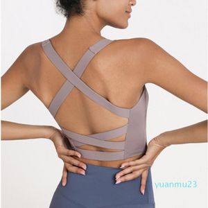 2023 Al Yoga Sous-Vêtements Beauté Sangle Coussin Réunis Antichoc Croix Sport Gilet Courir Fiess Formation Femmes Top