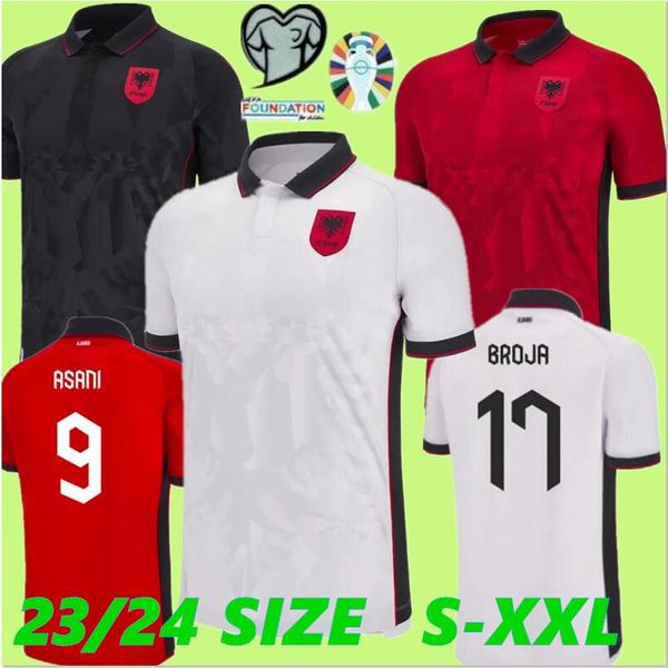 2023 Albanie Soccer Jerseys EURO Football Shirts HYSAJ SEFER LENJANI ABRASHI BAJRAMI UZUNI RAMADANI 23 24 Accueil Rouge Away Blanc 3ème Maillots de football noirs