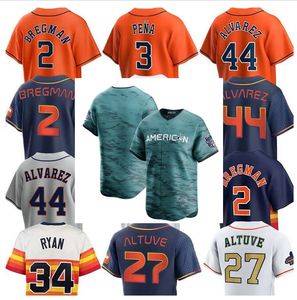 2023 All-Star City Heren Dames Jeugd Houstons Jose 27 Altuve Alex 2 Bregman Craig 7 Biggio 44 Yordan Alvarez Astro Baseball Jersey